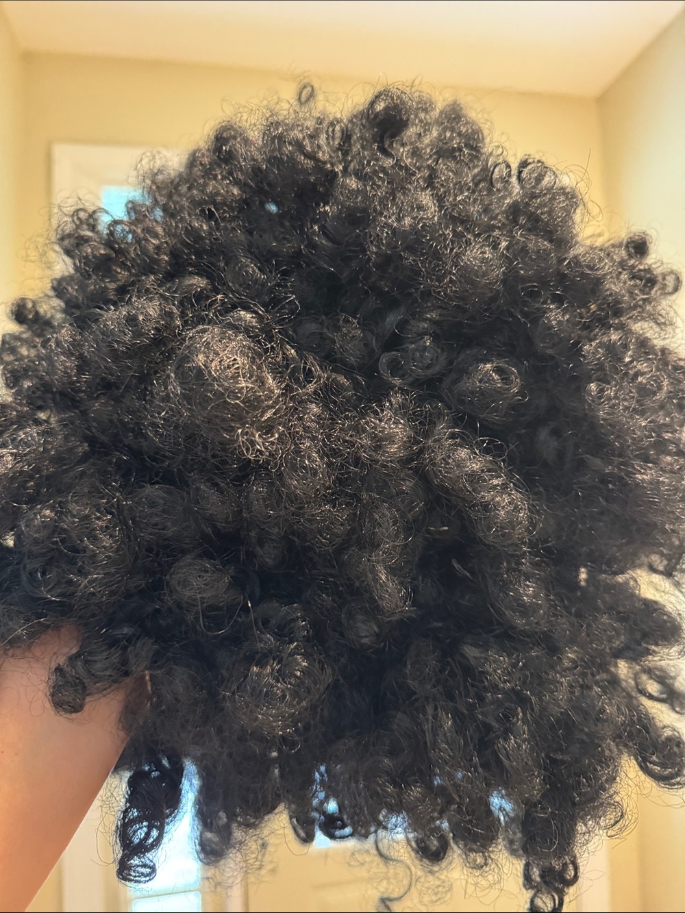 Halloween wig! Natural Black Curly Hairpiece - Voluminous Afro Texture,